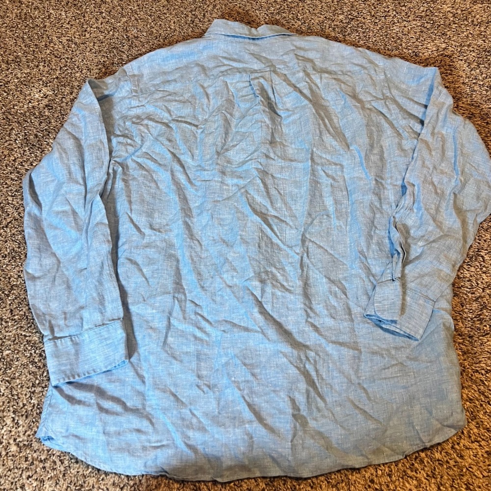 Daniel Cremieux Signature Collection Mens‎ XL Blue Linen Button Down Shirt - Picture 7 of 7